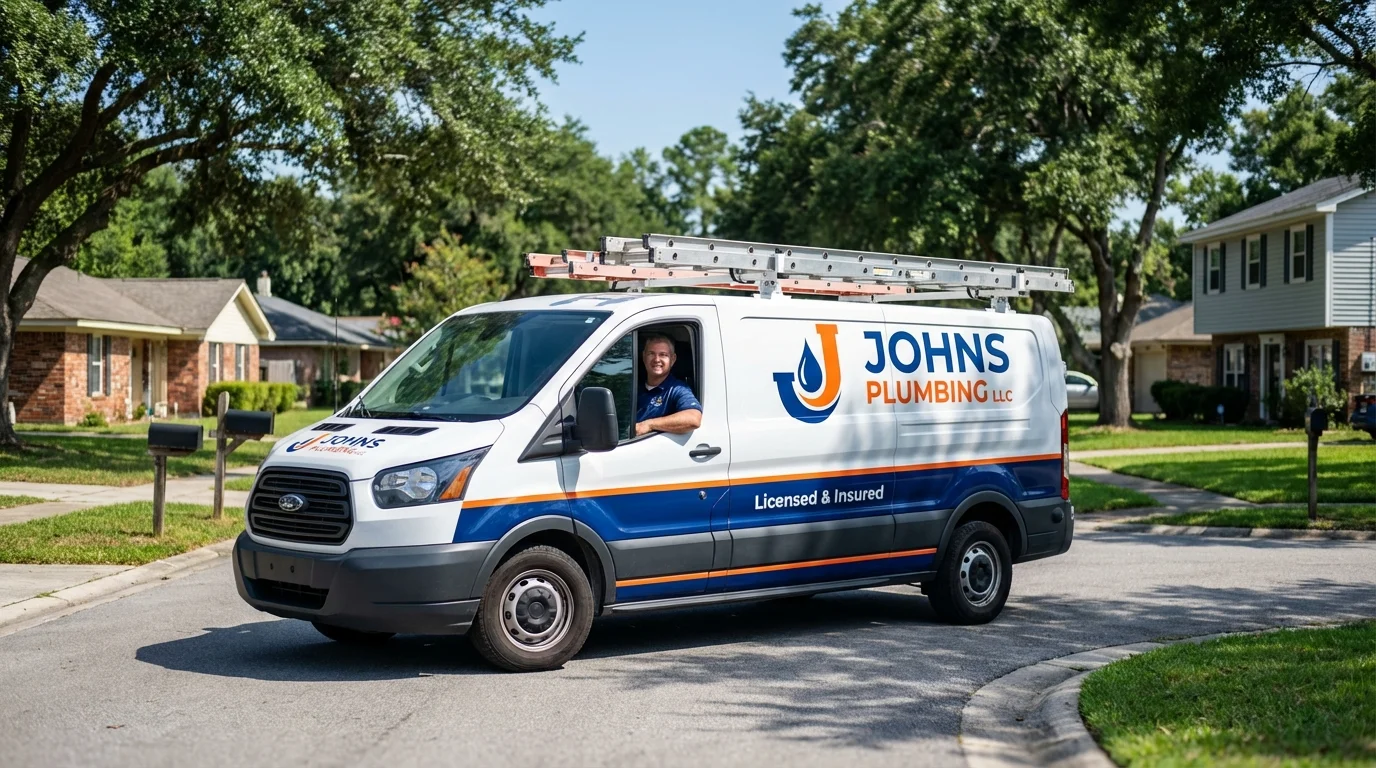Johns Plumbing LLC service van in Odessa, FL