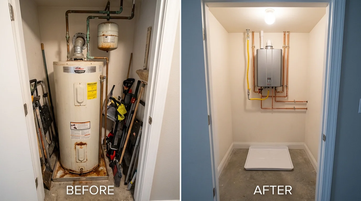 Tank water heater versus wall-mounted tankless unit comparison for Odessa, FL homeowners
